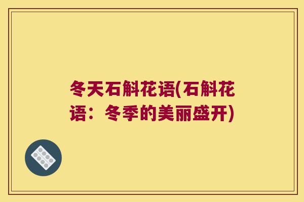 冬天石斛花语(石斛花语：冬季的美丽盛开)