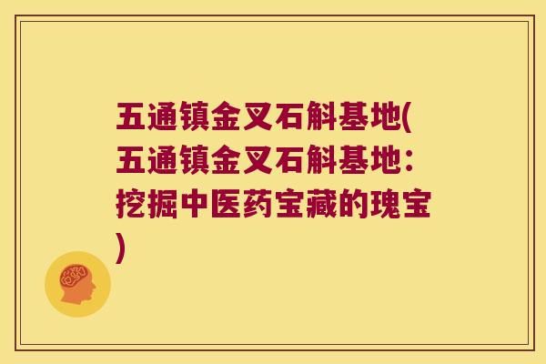 五通镇金叉石斛基地(五通镇金叉石斛基地：挖掘中医药宝藏的瑰宝)