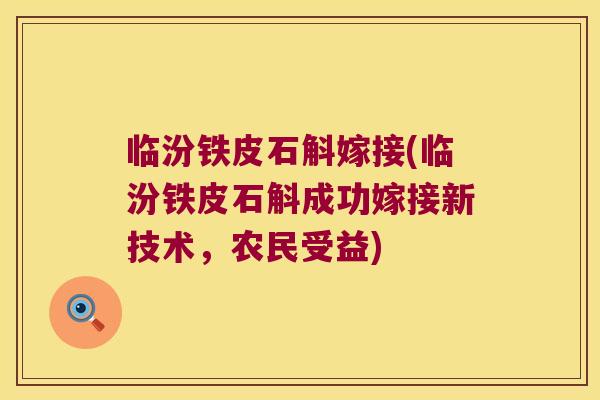 临汾铁皮石斛嫁接(临汾铁皮石斛成功嫁接新技术，农民受益)