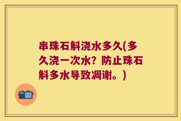串珠石斛浇水多久(多久浇一次水？防止珠石斛多水导致凋谢。)
