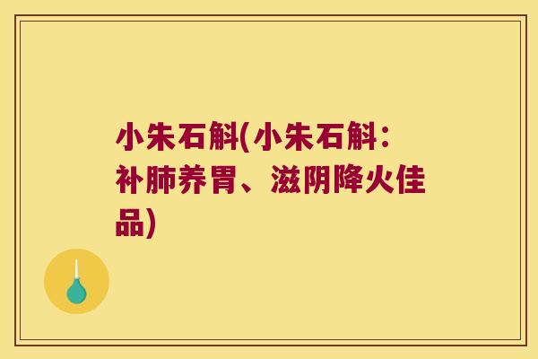 小朱石斛(小朱石斛：补养胃、滋阴降火佳品)