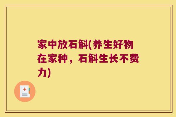 家中放石斛(养生好物在家种，石斛生长不费力)