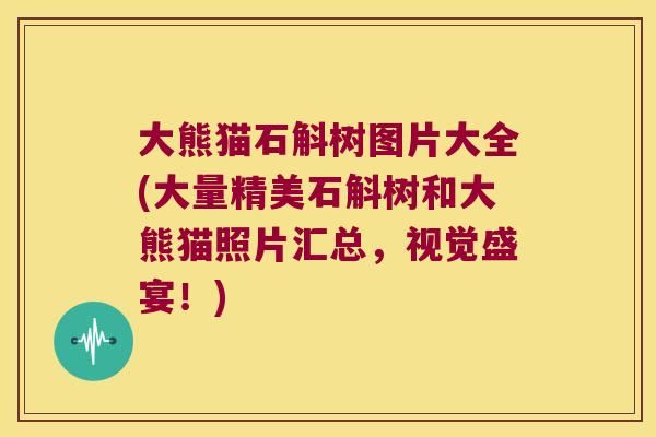 大熊猫石斛树图片大全(大量精美石斛树和大熊猫照片汇总，视觉盛宴！)
