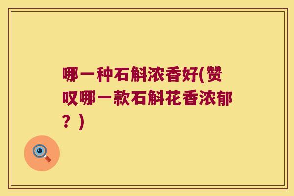 哪一种石斛浓香好(赞叹哪一款石斛花香浓郁？)