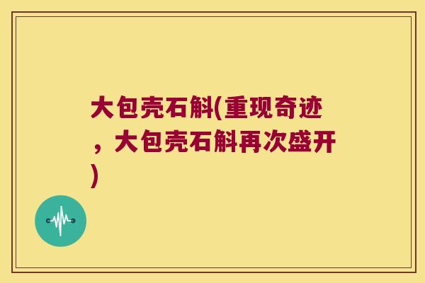 大包壳石斛(重现奇迹，大包壳石斛再次盛开)