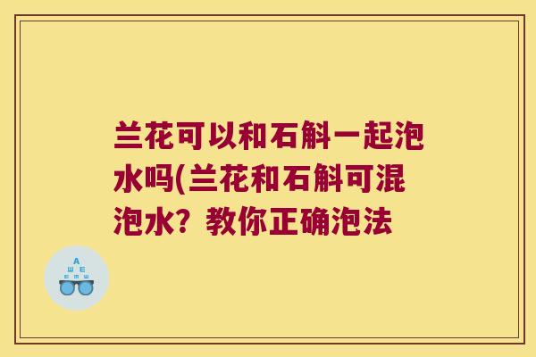 兰花可以和石斛一起泡水吗(兰花和石斛可混泡水？教你正确泡法