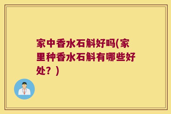 家中香水石斛好吗(家里种香水石斛有哪些好处？)