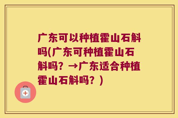 广东可以种植霍山石斛吗(广东可种植霍山石斛吗？→广东适合种植霍山石斛吗？)