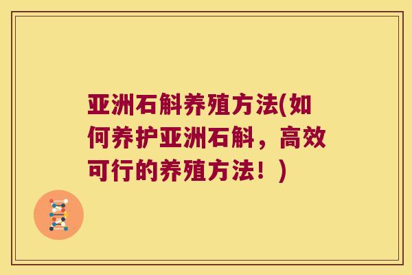 亚洲石斛养殖方法(如何养护亚洲石斛，高效可行的养殖方法！)
