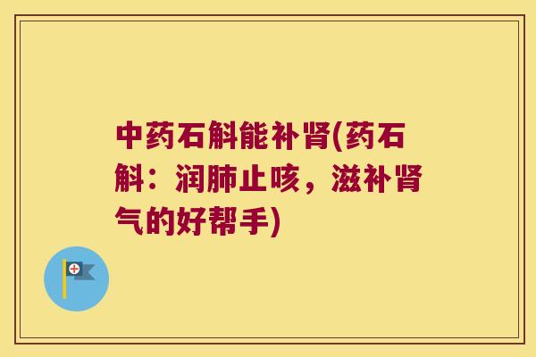 中药石斛能补肾(药石斛：润肺止咳，滋补肾气的好帮手)
