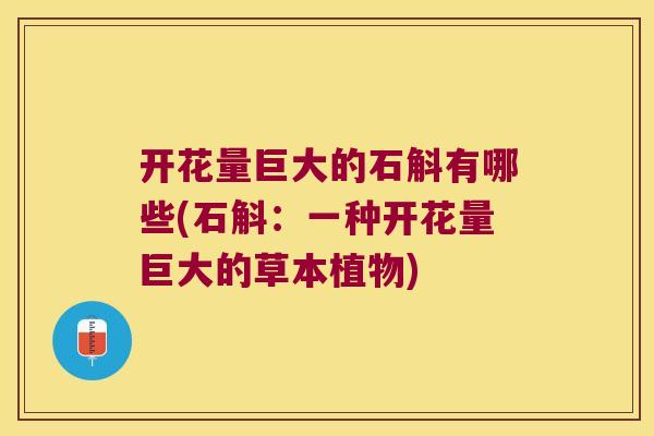 开花量巨大的石斛有哪些(石斛：一种开花量巨大的草本植物)