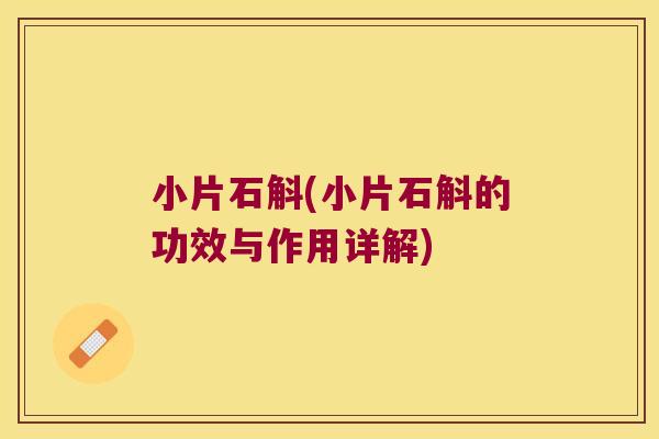 小片石斛(小片石斛的功效与作用详解)