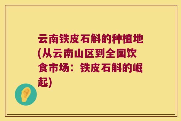 云南铁皮石斛的种植地(从云南山区到全国饮食市场：铁皮石斛的崛起)