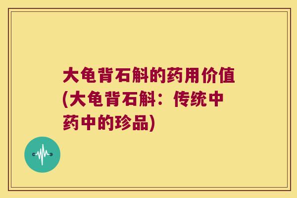 大龟背石斛的药用价值(大龟背石斛：传统中的珍品)