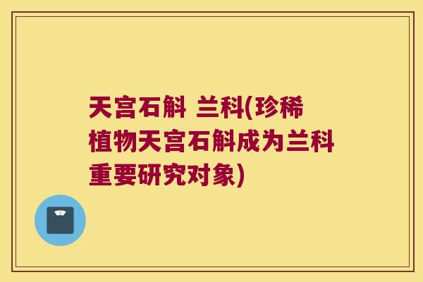 天宫石斛 兰科(珍稀植物天宫石斛成为兰科重要研究对象)