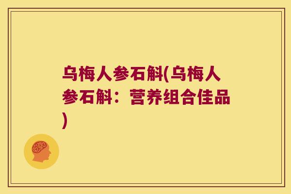 乌梅人参石斛(乌梅人参石斛：营养组合佳品)