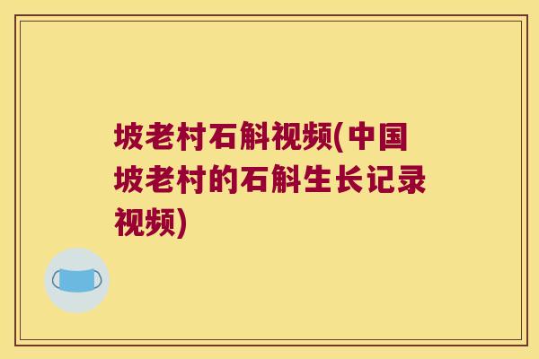 坡老村石斛视频(中国坡老村的石斛生长记录视频)