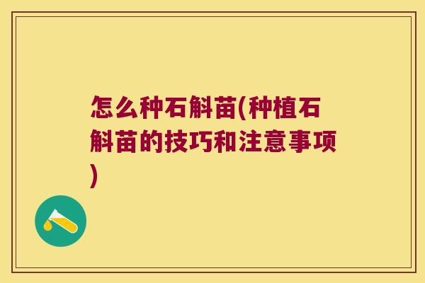 怎么种石斛苗(种植石斛苗的技巧和注意事项)
