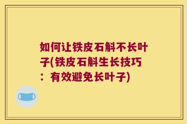 如何让铁皮石斛不长叶子(铁皮石斛生长技巧：有效避免长叶子)