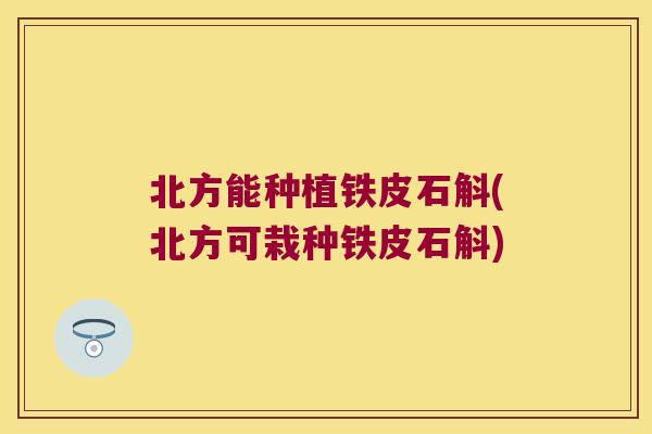 北方能种植铁皮石斛(北方可栽种铁皮石斛)