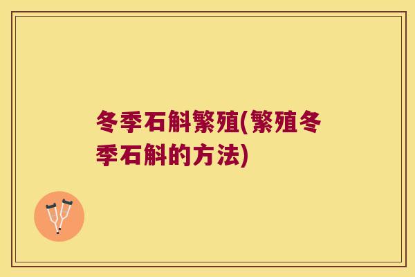 冬季石斛繁殖(繁殖冬季石斛的方法)