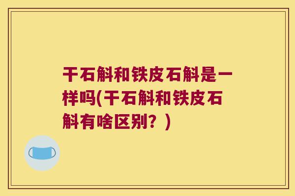 干石斛和铁皮石斛是一样吗(干石斛和铁皮石斛有啥区别？)