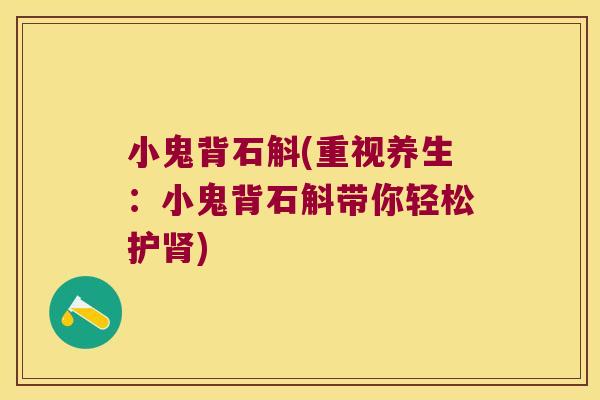 小鬼背石斛(重视养生：小鬼背石斛带你轻松护)