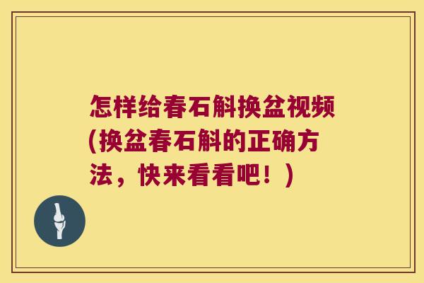 怎样给春石斛换盆视频(换盆春石斛的正确方法，快来看看吧！)