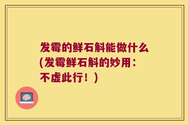 发霉的鲜石斛能做什么(发霉鲜石斛的妙用：不虚此行！)