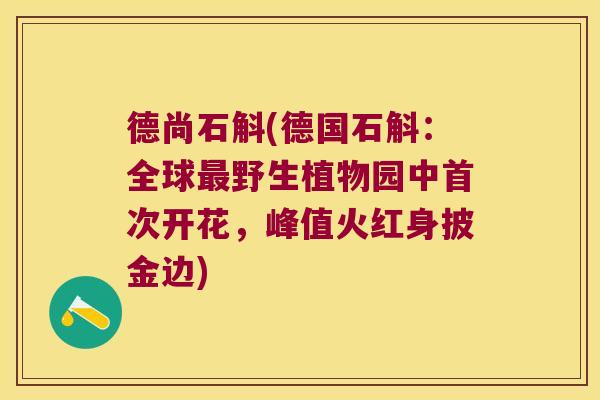 德尚石斛(德国石斛：全球野生植物园中首次开花，峰值火红身披金边)