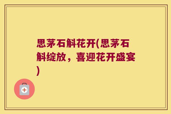 思茅石斛花开(思茅石斛绽放，喜迎花开盛宴)
