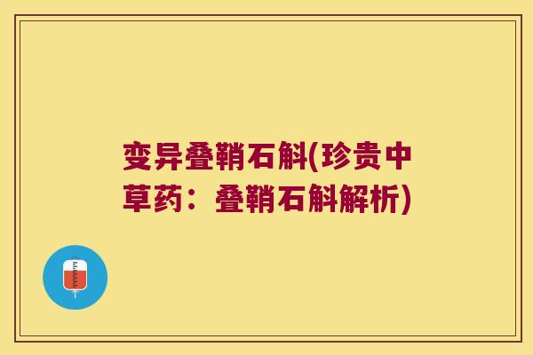变异叠鞘石斛(珍贵中草药：叠鞘石斛解析)