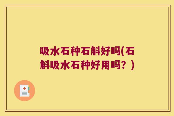 吸水石种石斛好吗(石斛吸水石种好用吗？)