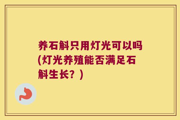 养石斛只用灯光可以吗(灯光养殖能否满足石斛生长？)