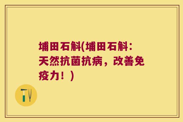 埔田石斛(埔田石斛：天然抗，改善力！)