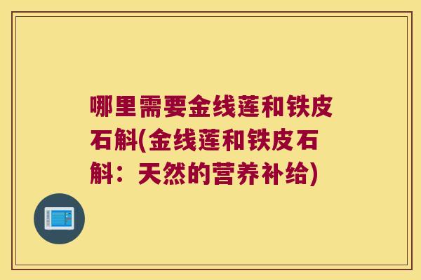 哪里需要金线莲和铁皮石斛(金线莲和铁皮石斛：天然的营养补给)