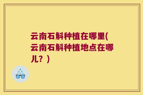 云南石斛种植在哪里(云南石斛种植地点在哪儿？)