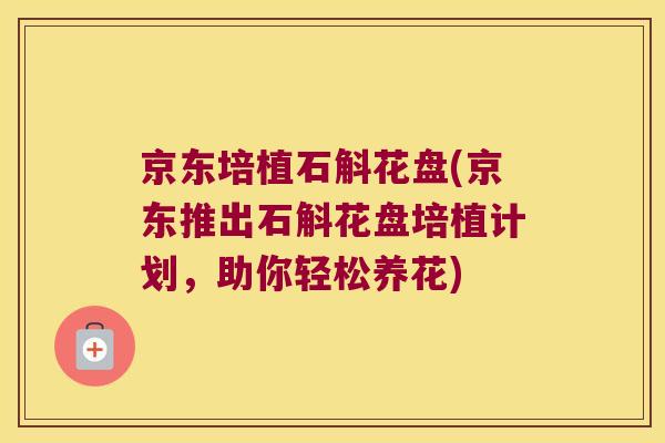 京东培植石斛花盘(京东推出石斛花盘培植计划，助你轻松养花)