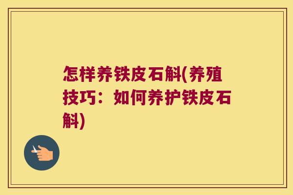 怎样养铁皮石斛(养殖技巧：如何养护铁皮石斛)