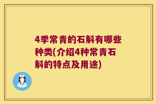 4季常青的石斛有哪些种类(介绍4种常青石斛的特点及用途)