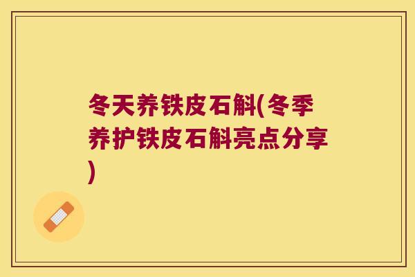 冬天养铁皮石斛(冬季养护铁皮石斛亮点分享)
