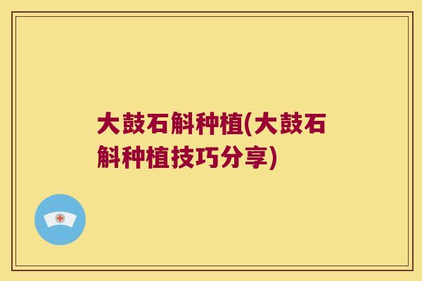 大鼓石斛种植(大鼓石斛种植技巧分享)