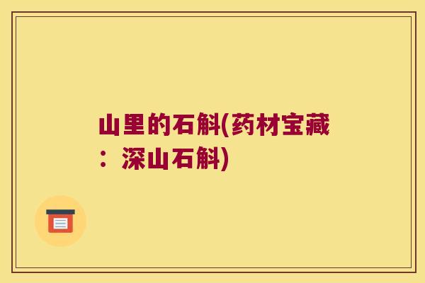 山里的石斛(药材宝藏：深山石斛)