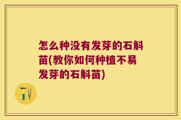 怎么种没有发芽的石斛苗(教你如何种植不易发芽的石斛苗)