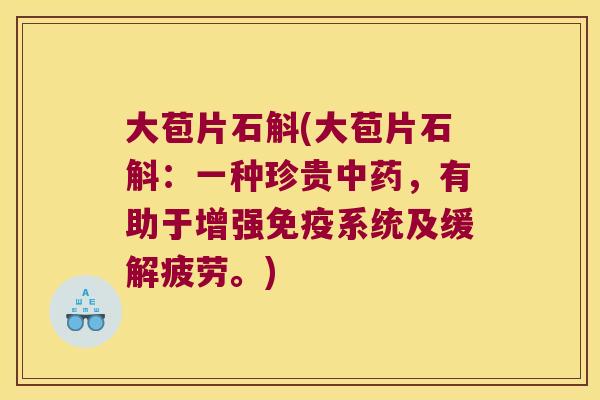 大苞片石斛(大苞片石斛：一种珍贵中药，有助于增强免疫系统及缓解疲劳。)