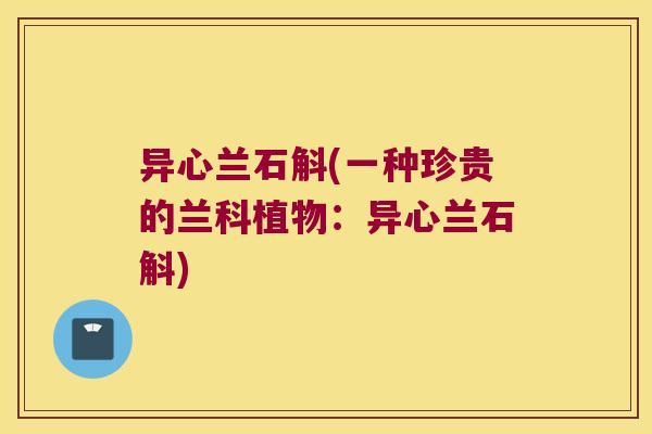 异心兰石斛(一种珍贵的兰科植物：异心兰石斛)