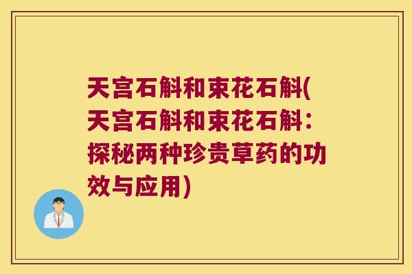天宫石斛和束花石斛(天宫石斛和束花石斛：探秘两种珍贵草药的功效与应用)