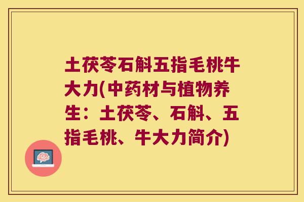 土茯苓石斛五指毛桃牛大力(中药材与植物养生：土茯苓、石斛、五指毛桃、牛大力简介)