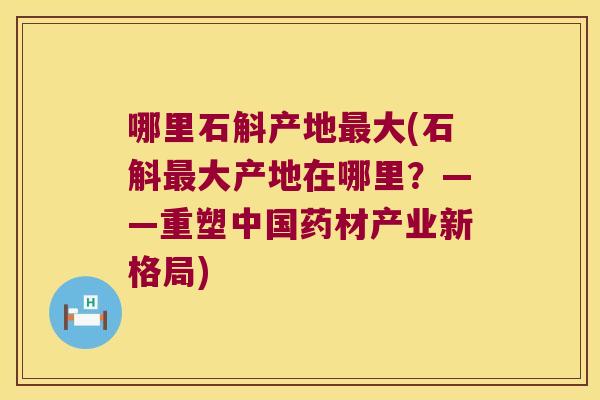 哪里石斛产地最大(石斛最大产地在哪里？——重塑中国药材产业新格局)