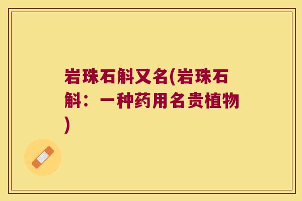岩珠石斛又名(岩珠石斛：一种药用名贵植物)